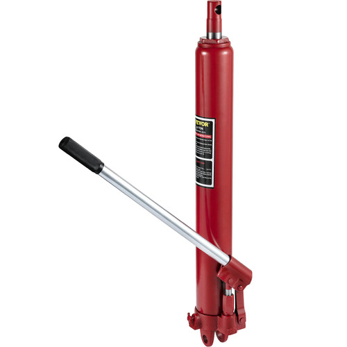 VEVOR Hydraulic Long Ram Jack, 8 Tons/17363 lbs Capacity, with Single Piston Pump and Clevis Base, Manual Cherry Picker w/Handle, for Garage/Shop Cranes, Engine Lift Hoist, Red