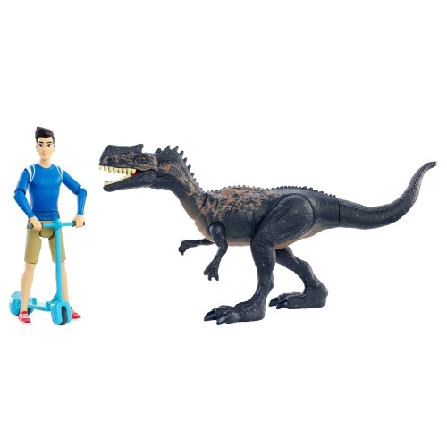 Jurassic World Human & Dino Pack Kenji & Monolophosaurus Action Figures, Segway Accessory, Camp Cretaceous Movable Joints & Authentic Sculpt, Kids Gift Ages 4 Year & Older