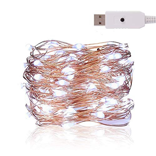 radarfn USB LED Fairy String Lights,100 LEDs, 33ft/10m Copper Wire String Light, 8 Lightning Modes,USB Power Plug Decorative Light Bedroom, Patio, Yard, Parties, Wedding,Christmas Decoration(White)