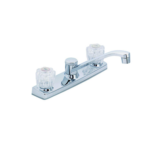EZ-FLO 10163LF Two-Handle Low-Spout Washerless Kitchen Faucet without Side Spray, 4-11/16 inch Spout Height, Chrome