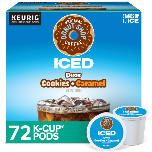 The Original Donut Shop ICED Duos Cookie + Caramel, Keurig Single Serve K-Cup Pods, 72 Count