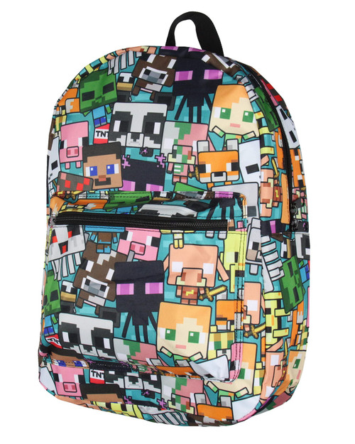 Minecraft Backpack Multi Character Chibi Video Game School Laptop Travel Backpack