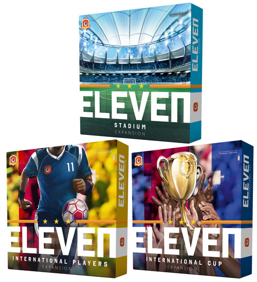 Eleven Football Manager Board Game Bundle: International Players, Stadium, and International Cup (3 Items)