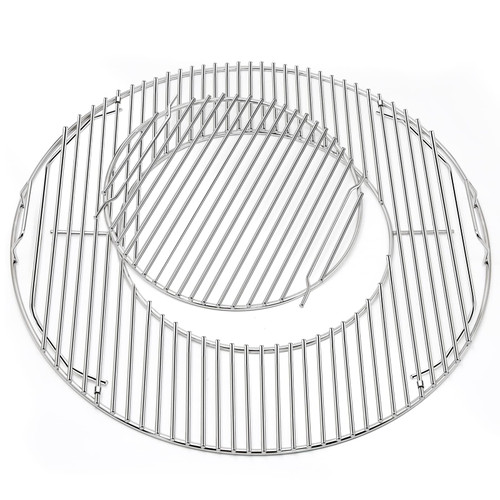 Criditpid 8835 Grill Grates Replacement for Weber 22.5" Charcoal Grills, Performer, Kettle, Master-Touch, Charcoal Smoker, 21.5" Gourmet BBQ System Hinged Stainless Steel Cooking Grate Parts
