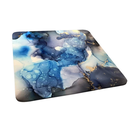 Atury Marble Square Fitted Tablecloths, Blue Ink Marble Elastic Edge Polyester Decorative Table Cover, Stain & Wrinkle Resistant Table Cover, Fits 60"x60" Table, for Family Festival Party Table Cloth