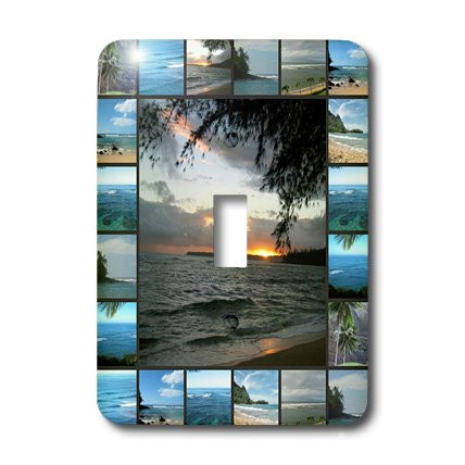 3dRose LLC lsp_32634_1 Hawaii Sunset Collage Travel Photography Tropical, Single Toggle Switch