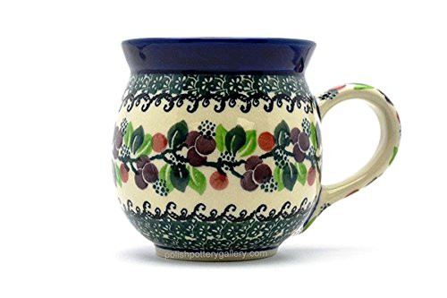 Polish Pottery Mug - 15 oz. Bubble - Burgundy Berry Green