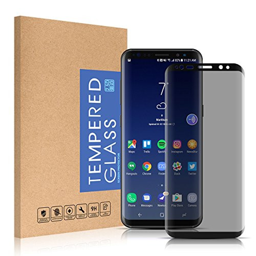 MOZEEDA Samsung Galaxy S8 Privacy Screen Protector,3D Curved Full Coverage Case Friendly Premium Tempered Glass Screen Protector For Samsung Galaxy S8,[Anti-Scratch][9H Hardness][Bubble Free] (Black)