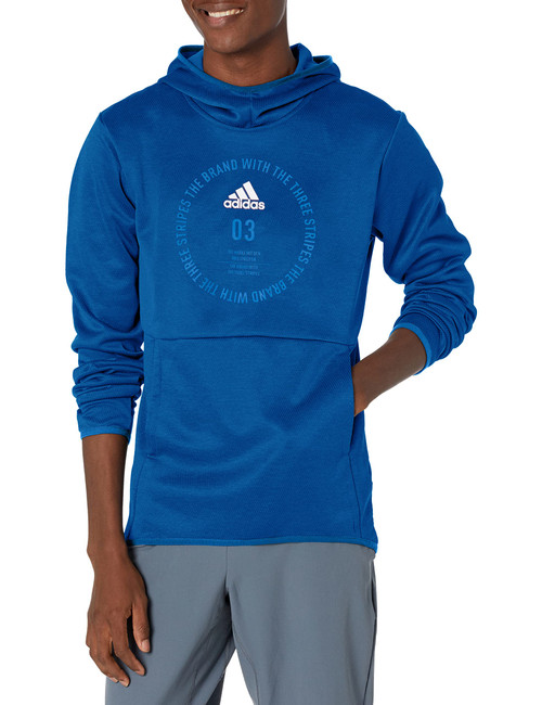 adidas Men's Team Issue Badge of Sport Hoodie, Collegiate Royal/Heather/White, Small