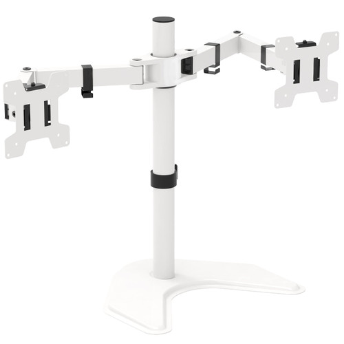 WALI Dual Monitor Stand, Free Standing Desk Mount for 2 Monitors up to 27 inch, 22 lbs. Weight Capacity per Arm, Fully Adjustable with Max Mounting Pattern 100x100mm (MF002-W), White