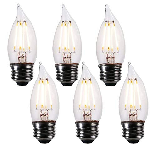 E26 Candelabra Base led Bulbs 60 Watt Equivalent Chandelier Bulbs, 4.5 Watt Dimmable Filament Clear LED Filament Bulbs, C35 LED Candle Bulbs,UL Approval,450lm,2700K Soft White (Warm White, 6Pack)