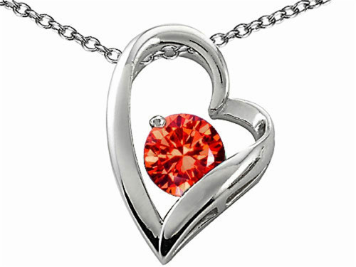 Star K Round 7mm Simulated Orange Mexican Fire Opal Heart Shape Pendant Necklace Sterling Silver Star K Round 7mm Simulated Orange Mexican Fire Opal Heart Shape Pendant Necklace Sterling Silver
