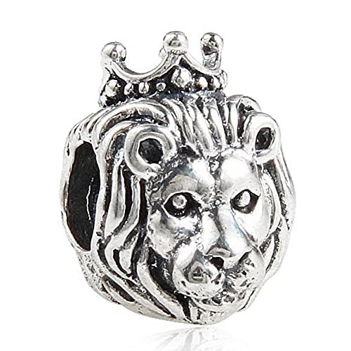 Lion Charm 925 Sterling Silver Beads Animal fit for DIY Charms Bracelets (Crown lion)