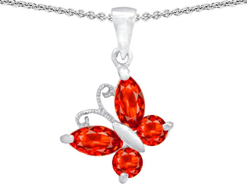 Star K Butterfly Pendant Necklace Made with Simulated Mexican Fire Opal Sterling Silver Star K Butterfly Pendant Necklace Made with Simulated Mexican Fire Opal Sterling Silver