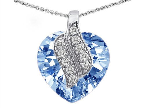 Star K Large 15mm Heart Shaped Simulated Aquamarine Soul Mate Pendant Necklace Sterling Silver Star K Large 15mm Heart Shaped Simulated Aquamarine Soul Mate Pendant Necklace Sterling Silver