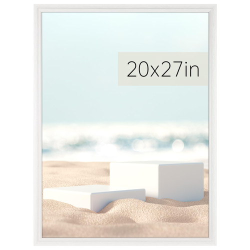 20x27 Picture Frame, White Poster Frame, Home Decor Natural Gallery Frame, Horizontal or Vertical Format, Sturdy Frame and Plexiglass, Large Photo Frame Wall Art, for Photos, Artworks, Posters