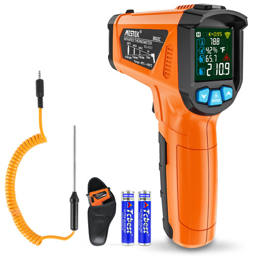 Infrared Thermometer MESTEK Temperature Gun with K Probe Digital Laser IR Thermometetr Temp Gun -58?~1472? Color LCD Screen Alarm Function Adjustable Emissivity for Cooking Grill Pizza Oven Infrared Thermometer MESTEK Temperature Gun with K Probe Digital Laser IR Thermometetr Temp Gun -58?~1472? Color LCD Screen Alarm Function Adjustable Emissivity for Cooking Grill Pizza Oven