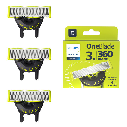 Philips Norelco Genuine OneBlade 360 Blade Replacement Blades, 3 Count, QP430/80