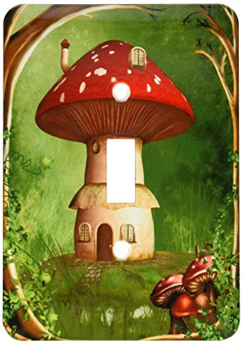 3dRose LSP_181735_1 A Dwarf House Hidden in The Forest with A Frame of Trees and Mushrooms Toggle Switch