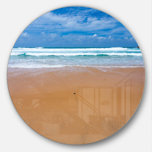 Designart Peaceful Atlantic Seashore Portugal Beach Large Metal Wall Art Disc of 11 inch, 11'' H x 11'' W x 1'' D 1P, Gold/Orange