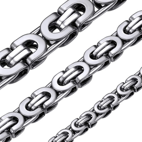 Stainless Steel Men Big Size Heavy Chain Necklaces Flat Byzantine Link Heavy Link Hip Hop Chains for Men Stainless Steel Men Big Size Heavy Chain Necklaces Flat Byzantine Link Heavy Link Hip Hop Chains for Men