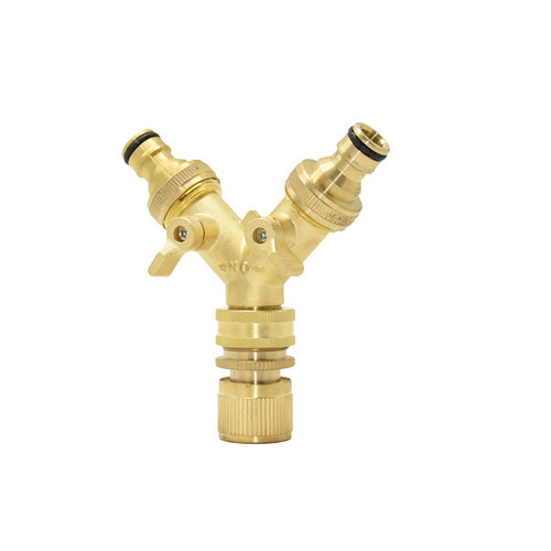 1pcs Brass 3/4" Thread Y Irrigation Valve Water Splitter 5/8" Copper 2-way Garden Tap Quick Connector,D