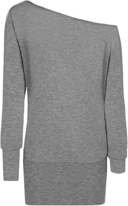 WearAll Women's Off-Shoulder Batwing Top - Dark Gray - US 4-6 (UK 8-10)