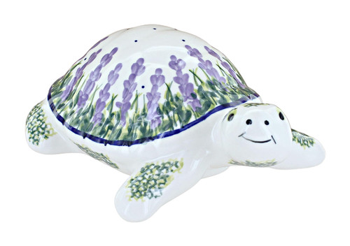 Blue Rose Polish Pottery Lavender Fields Turtle Figurine