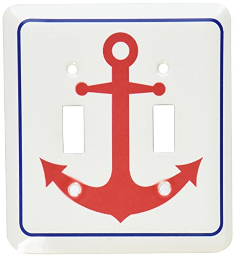 3dRose lsp_165792_2 Red Boat Anchor Blue Outline - Double Toggle Switch