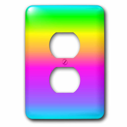 3dRose lsp_215455_6 Bright Green, Yellow, Pink, Blue, Aqua, Rainbow Effect - 2 Plug Outlet Cover