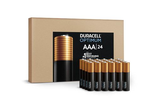 Duracell Optimum AAA Batteries, 24 Count Pack Triple A Battery with Long-lasting Power Alkaline AAA Battery for Household and Office Devices (Ecommerce Packaging)