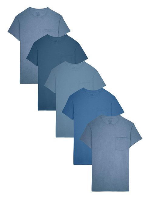 Fruit of the Loom Men's Pocket T-Shirt Multipack (5 Pack), Assorted (5Pack), X-Large