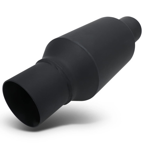 M-AUTO Universal Exhaust Muffler, 12" Overall Length Stainless Steel 2.5" Inlet and Outlet Exhaust Muffler Assembly, 12" Overall Length, Black