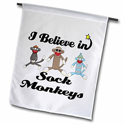 3dRose fl_105557_2" I Believe in Sock Monkeys Garden Flag, 18 x 27