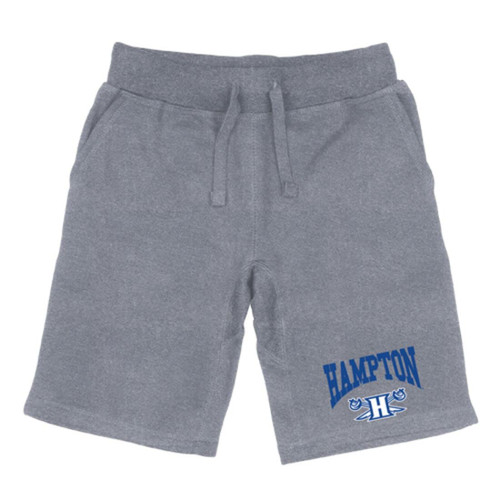 Hampton University Pirates Premium Shorts Fleece Drawstring Heather Grey Small