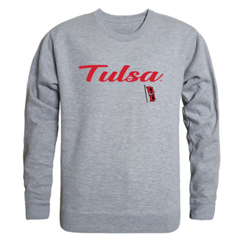 University of Tulsa Golden Golden Hurricane Script Crewneck Pullover Sweatshirt Sweater Heather Grey Small