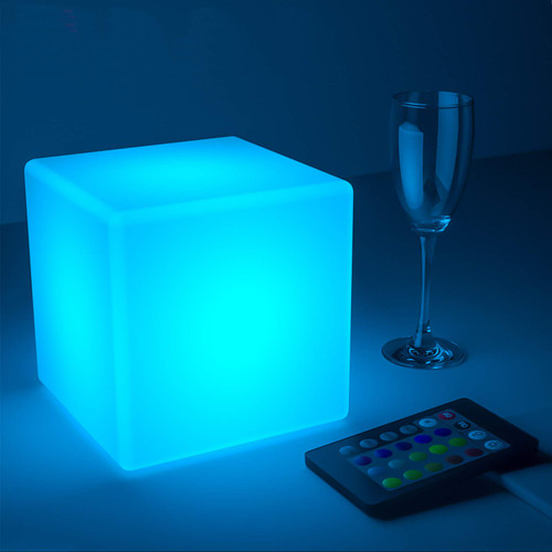 LOFTEK LED Light Cube: 7-inch RGB 16 Colors Dimming Nursery Night Light with Remote Control, USB Rechargeable MCU Tesseract Table Lamp, IP65 Waterproof Glow Furniture for Kid's Room, Nursery Decor