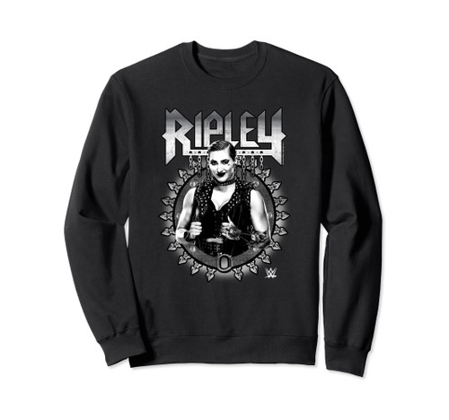 WWE Rhea Ripley Metal Aussie Gear Black & White Portrait Sweatshirt
