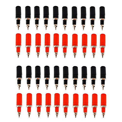 MCIGICM 40pcs Amplifier Terminal Connector Binding Post Banana Plug Jack Socket Panel/Chassis Mount Connectors - Length:1.8"/45mm (LW)