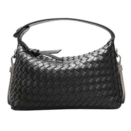 DFJXXX Women Woven Tote Small Crossbody Bag, Fashion Hand-woven Top Handle Square Handbag Purse Shoulder Bag Hobo Bag (black)