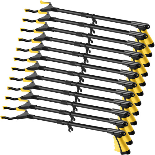 Umigy 12 Pcs 32" Grabber Reacher Tool for Elderly Trash Picker Grabber Foldable Pickup Stick Grabber Long Handy Trash Claw Grabber Reaching Assist Tool for Arm Extension Litter Picker (Deep Yellow)