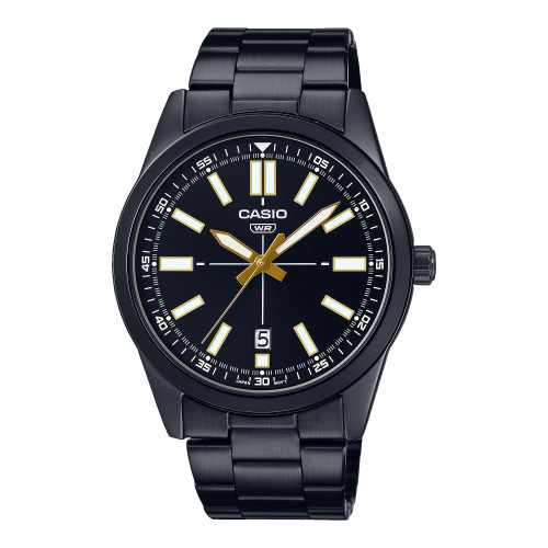 Casio MTP-VD02B-1E Men's Black IP Stainless Steel Black Dial 3-Hand Analog Sporty Watch