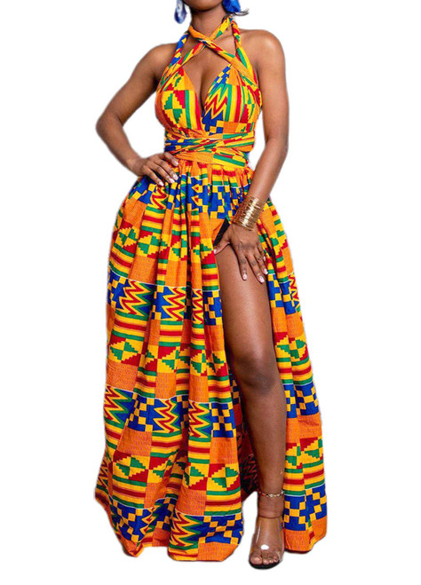 Vimoisa Women Sexy Boho African Dress Long Maxi Dress V-Neck Multi-Way Dress Pleated Dress Floral Print Vimoisa Women Sexy Boho African Dress Long Maxi Dress V-Neck Multi-Way Dress Pleated Dress Floral Print