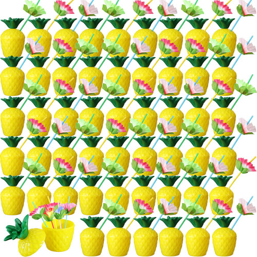 Nuenen 60 Pcs Pineapple Cups Plastic Pineapple Cups with Lids Hibiscus Straws Hawaiian Luau Cups with Palm Leaves Pineapple Drink Cups Tiki Cups for Tropical Luau Aloha Beach Theme Party Supplies Nuenen 60 Pcs Pineapple Cups Plastic Pineapple Cups with Lids Hibiscus Straws Hawaiian Luau Cups with Palm Leaves Pineapple Drink Cups Tiki Cups for Tropical Luau Aloha Beach Theme Party Supplies