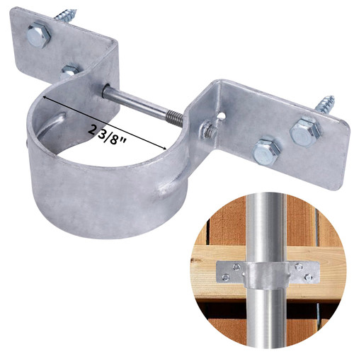 Steel to Wood Fence Bracket (12Pcs) with 48 Screws 2-3/8 Fence Post Brackets, Fence Post Brackets for Metal Posts to Wood, Galvanized Pipe Grip Tie