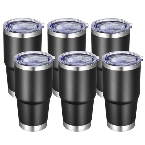 VEGOND 20 oz Tumbler with Lid and Straw, Stainless Steel Double Wall Vacuum Insulated Travel Mug Powder Coated Coffee Cup for Cold & Hot Drinks, Black 6 Pack VEGOND 20 oz Tumbler with Lid and Straw, Stainless Steel Double Wall Vacuum Insulated Travel Mug Powder Coated Coffee Cup for Cold & Hot Drinks, Black 6 Pack