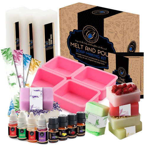 CraftZee Soap Making Kit - DIY Kits for Adults and Kids - Soap Making Supplies Includes Glycerin Soap Base, Fragrance Oils, Silicone Molds & More Melt and Pour Soap Kit