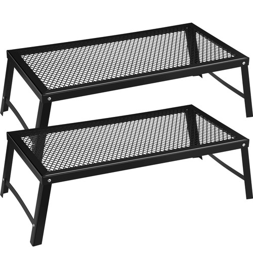 Kigley 2 Pack Folding Campfire Grill Portable Grill Heavy Duty Iron Fireplace Grate over Fire Camp Grill Rack for Outdoor Camping Barbecue Cooking Fire Pit, Black Kigley 2 Pack Folding Campfire Grill Portable Grill Heavy Duty Iron Fireplace Grate over Fire Camp Grill Rack for Outdoor Camping Barbecue Cooking Fire Pit, Black