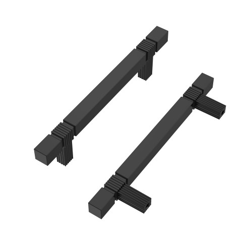 Alzassbg 10 Pack Matt Black Cabinet Pulls, 3-3/4 Inch(96mm) Hole Centers Cabinet Handles Square Kitchen Hardware for Cabinets and Drawers AL3086MB