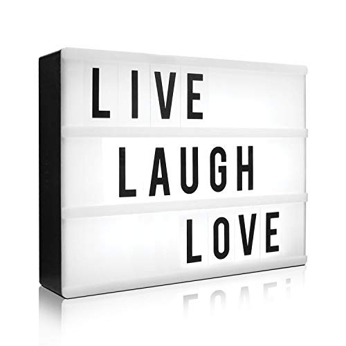 Eutuxia Cinematic Light Box with Letters - LED Light Box, Room Decor Sign, Marquee Light Up Sign - Personalized A4 White LED Letter Box with Light Up Letters